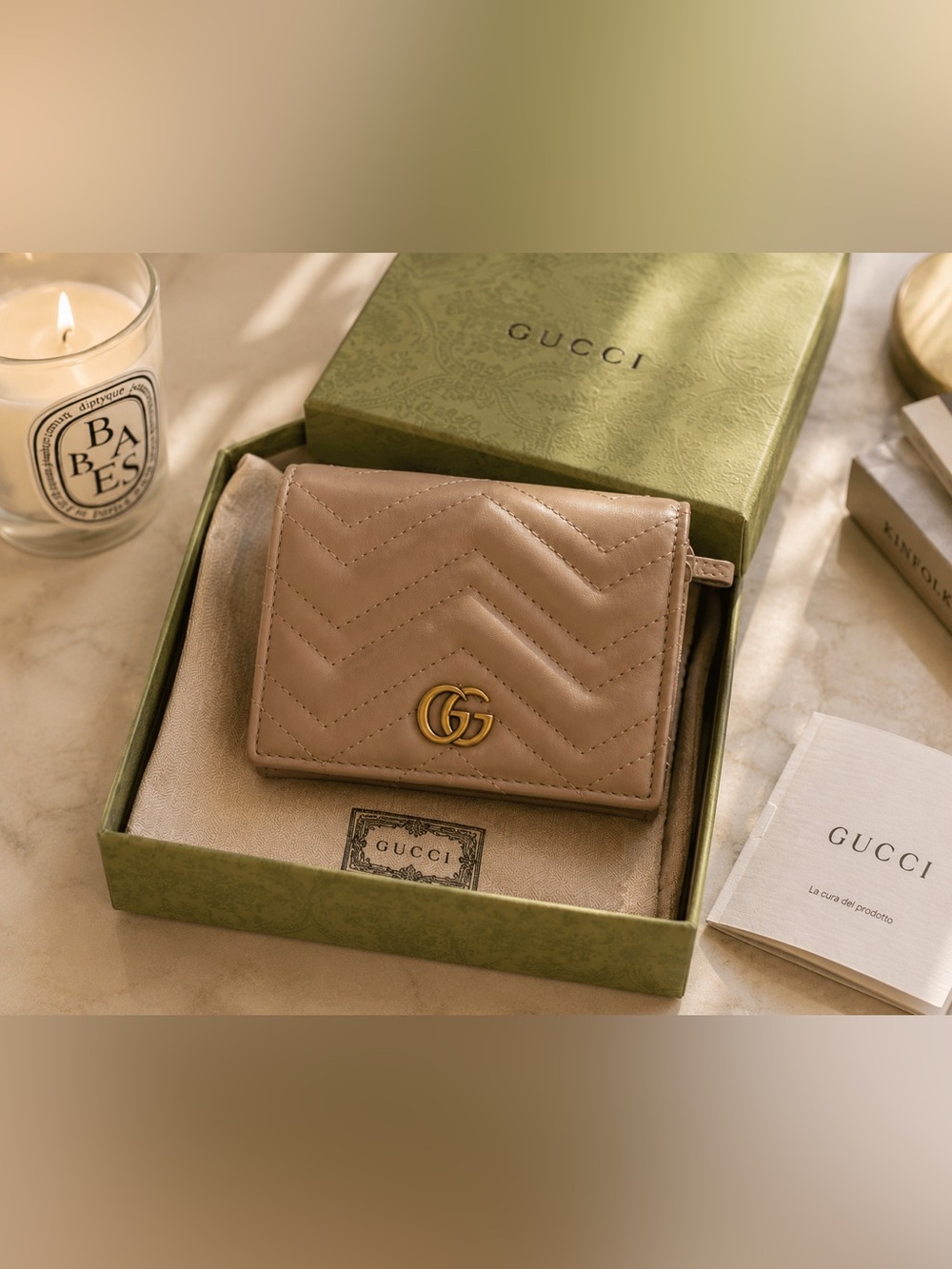 GUCCI- Beige Marmont Double G Logo Wallet - NWT all inclusion
